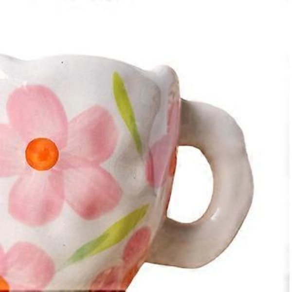 Keramiske Kaffekrus Morgenmad Juice Mælk Vandkopper Gave Blå Gul (Pink Blomster)