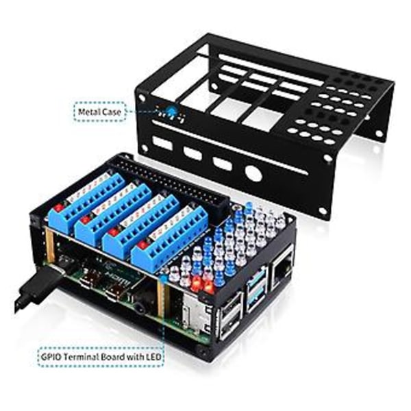 Kabinett for Raspberry Pi 4B GPIO Lysmodul Breakout Utvidelseskort