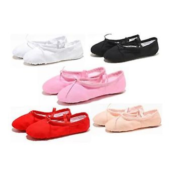 Girl Canvas Flat Yoga Teacher Gymnastic Ballet Dance Shoes Kids Ballet For Girls Women(26(16.5cm) white)