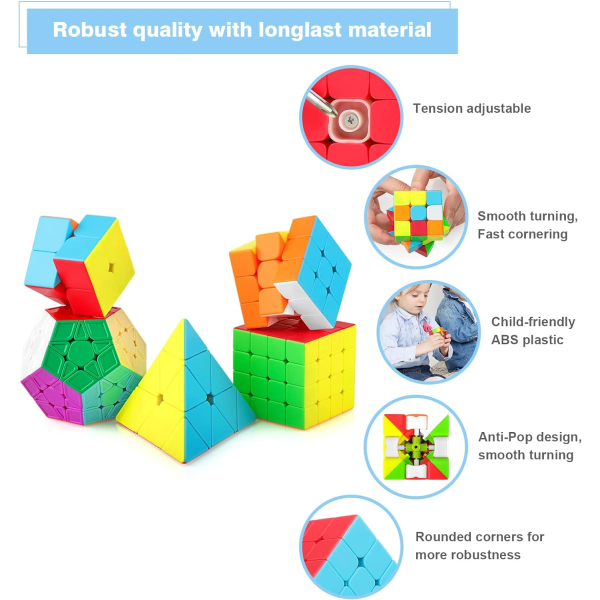 [5-pack] Speed ​​Cube Set, Moyu Meilong MF2S 2x2 MF3S 3x3 MF