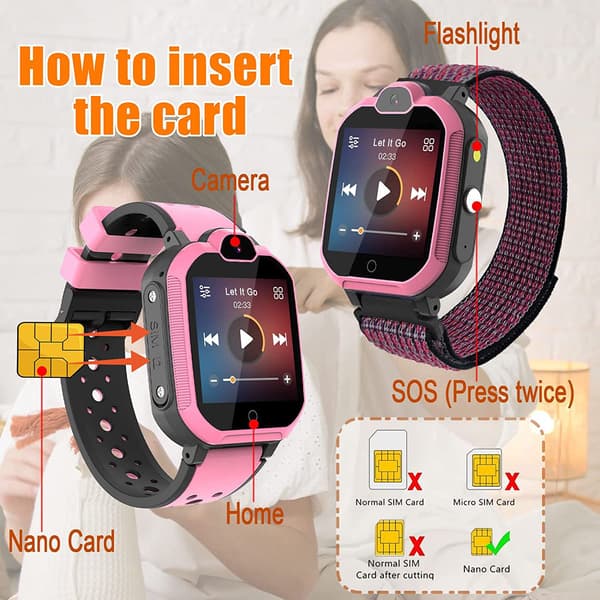 Pink, premium 4g børne smartwatch GPS børne smartwatch
