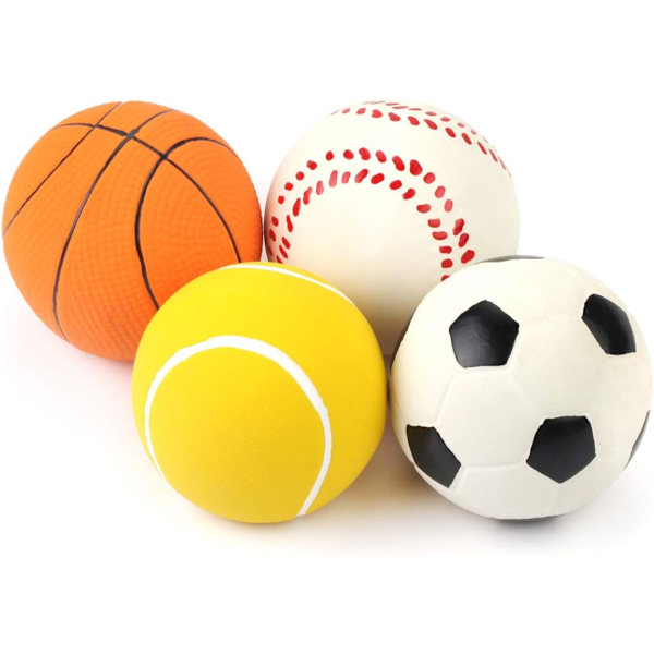 4-pack 2,4\" pipande latex valp hund leksak boll sport bollar set
