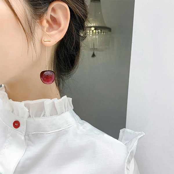 Koreanska Mode Transparenta Körsbärsörhängen för Kvinnor Sommar Cherr