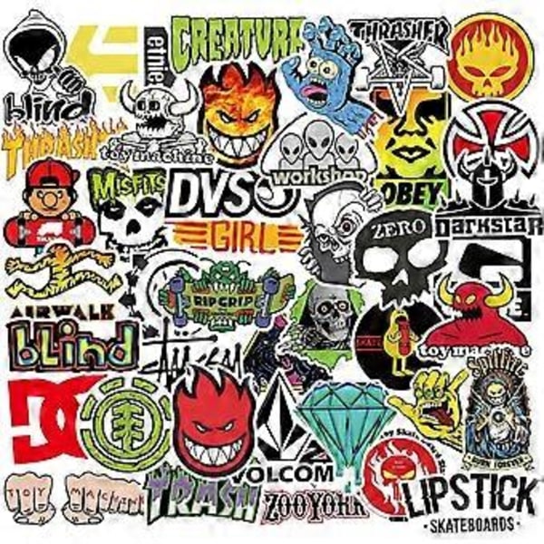 Skateboarddekaler 100 st/paket Coola Vattentäta Dekaler för Laptop Vattenflaska Resväska Telefon, Skateboarddekaler för Tonåringar Pojkar Vuxna