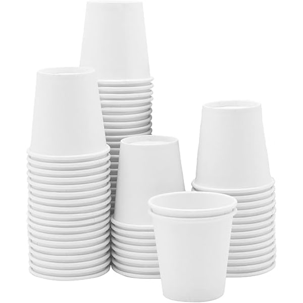 [100-pack] 3,38 oz Vita Pappmuggar, Små Engångsmuggar för Badrum, E