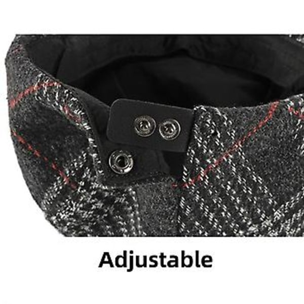 Herr Basker Hatt Varm Höst Vinter Newsboy Flat Cap Golfhattar Justerbar (Svart)