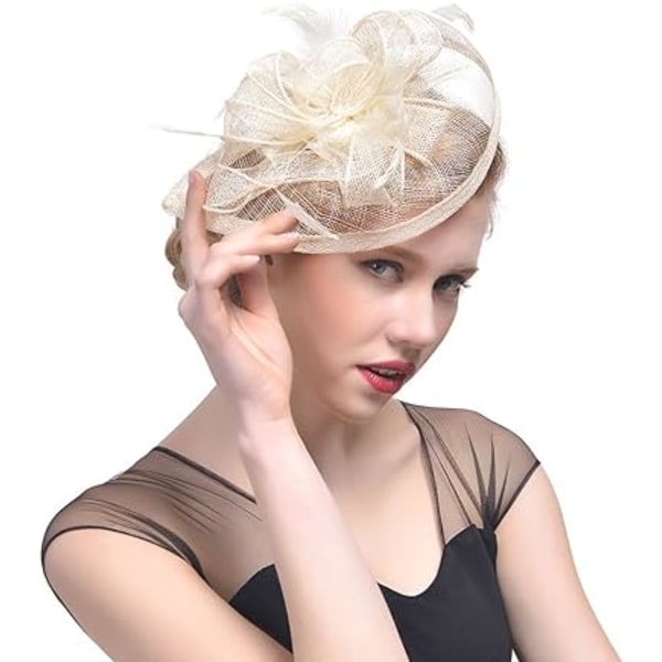 Elegant Fascinator för kvinnor, bröllopsfjädrar, hårklämma, accessoar