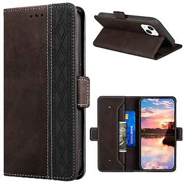 RFID Lærtelefonveske for iPhone 15 Plus (Brun)