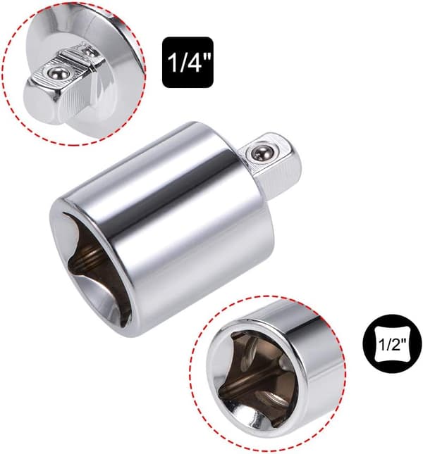 Reducer Sokkeladapter 1/2 Tomme Hun til 1/4 Tomme Han Cr-V Stål