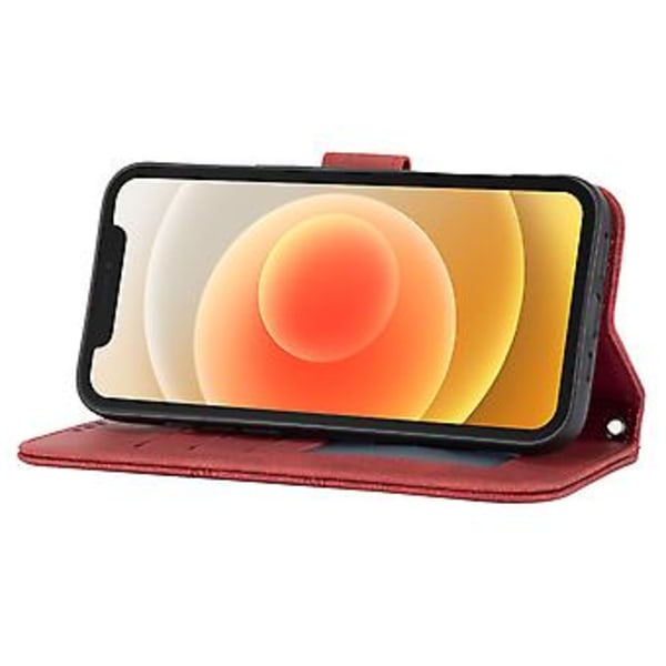 Embosset lærveske for iPhone 15 Pro Max (Rød)