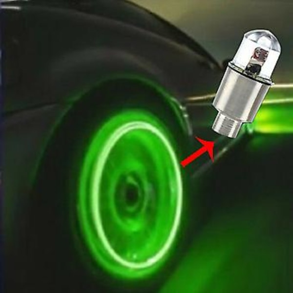 4 st Bil Auto Hjul Däck Luftventil Stam LED Ljus Kapslar Skydd Tillbehör ( )