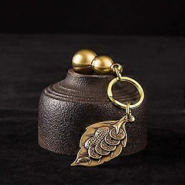2 stk. Messing Hu Lu Lykkebringende Feng Shui Charms Rigdom Sundhed Græskar Bil Nøglering Dekoration