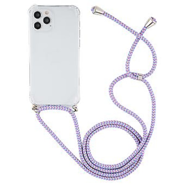 TPU-fodral med snodd för iPhone 15 Plus (Lila Blå Gul)