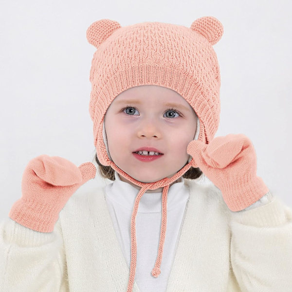 Baby Boys Girls Fiske Solhatt Hansker Sett Baby Vinterlue Strikket