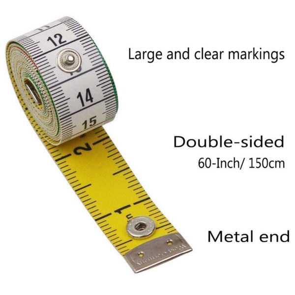 1 stk dobbeltsidig skreddersøm målebånd, mykt skreddersøm meter 1,5 m 60 tommer skreddersydd Dr
