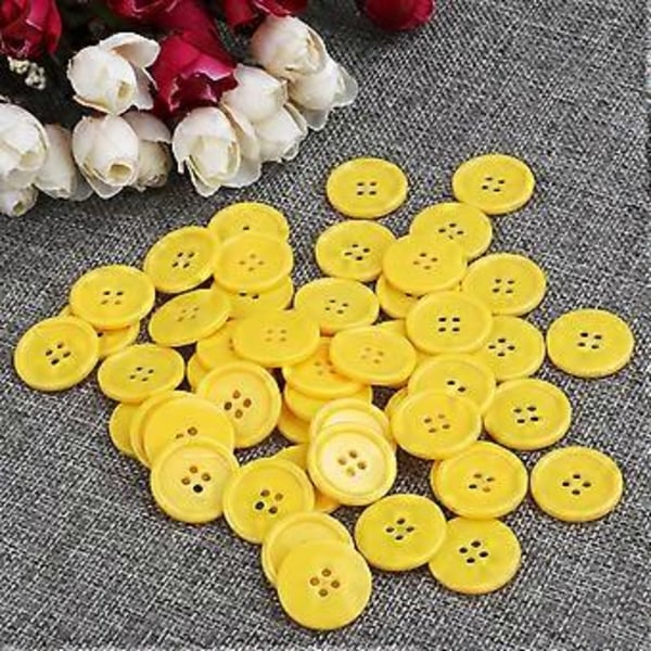 50 stk. 23 mm 4-hulls syknapper i resin for søm, scrapbooking og strikking (tilfeldig farge)