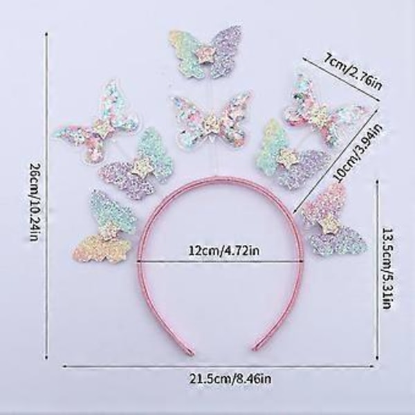 Alla hjärtans dag Sött fjärilshårband för kvinnor Barn Paljetter Glitter Pulver Hårband Karneval Party Huvudbonader( )