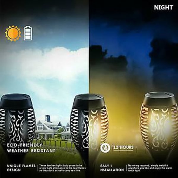 Solar Fakkel Lys Dansende Flakkende Flamme Hage Lampe LED Vanntett 2-10 Stk( )