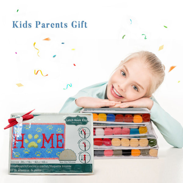Latch Hook Tæppe Kit 62x42cm til DIY Håndværk, Tæppefremstilling, Nålepunktspude, Hjemmeindretning til Begyndere