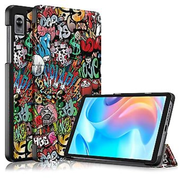 Lærtablettveske for Realme Pad Mini 8.7 (Graffiti)