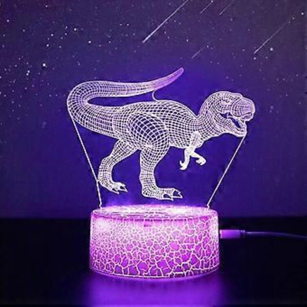 3D Dinosaur Natlys for Børn med 16 Farver Fjernbetjening, Dekor Lampe og Varmt Hvidt Lys til Søvn, Jule- & Fødselsdagsgaver til Børn