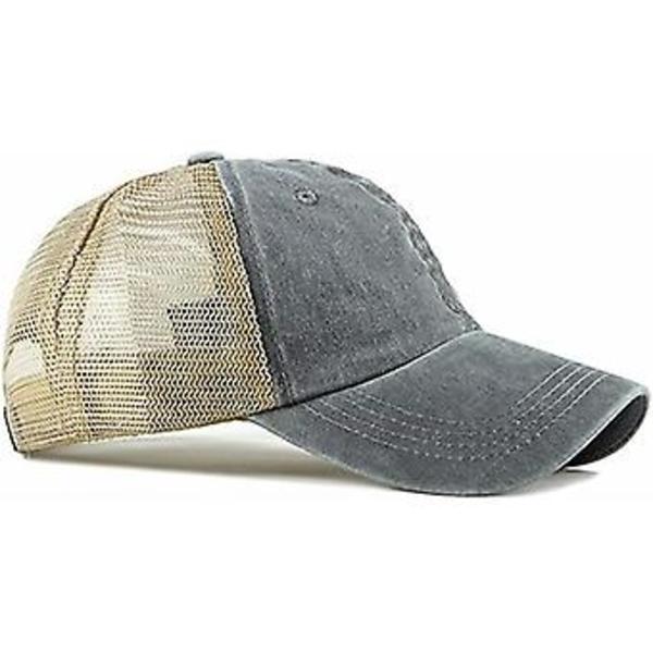 Mænds Justerbar Mesh Bagklap Buet Knaphætte Mesh Baseball Cap Retro Vasket Trucker Hat Åndbar Skygge