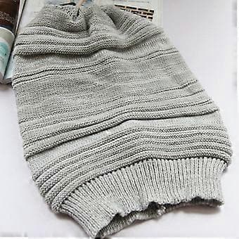 Dame Herre Strikket Ullue Vinter Baggy Oversized Slouch Beanie Lue (Grå)