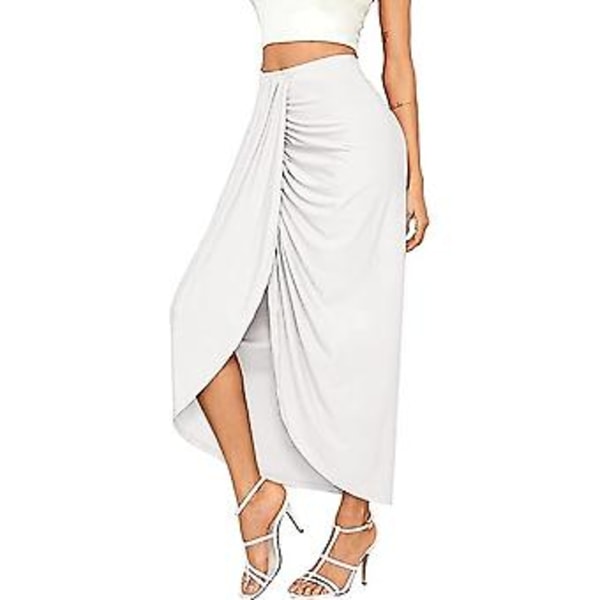 Kvinners Avslappet Split Wrap Asymmetrisk Elastisk Høytaljet Maxi Drapert Skjørt