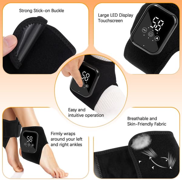 Varmeterapi-enhed, ankel- og fodledsmassager med varmefunktion, sort Black only
