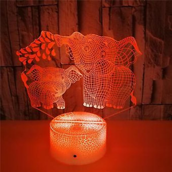 Elefant 3D Nattlampa för Barn 3D Lampa med 16 Färger