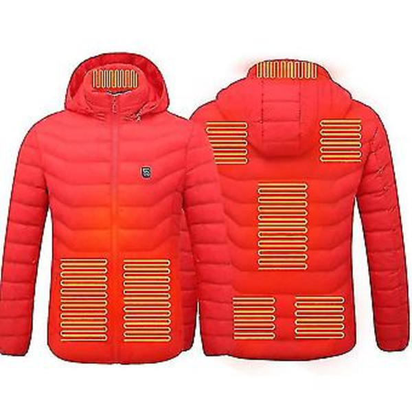 Lämmitetty takki, talvi ulkoilma lämmin sähköinen lämmitystakki, 8 lämmitysaluetta (4XL Punainen)