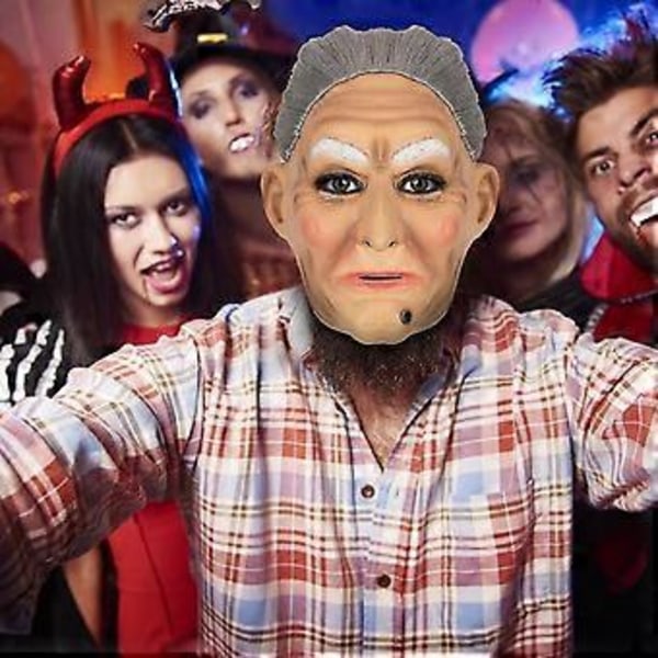 Flot Gammel Mand Maske Halloween Dekoration Horror Sjov Latex Fuld Hovedbeklædning Sjov Horror Maske