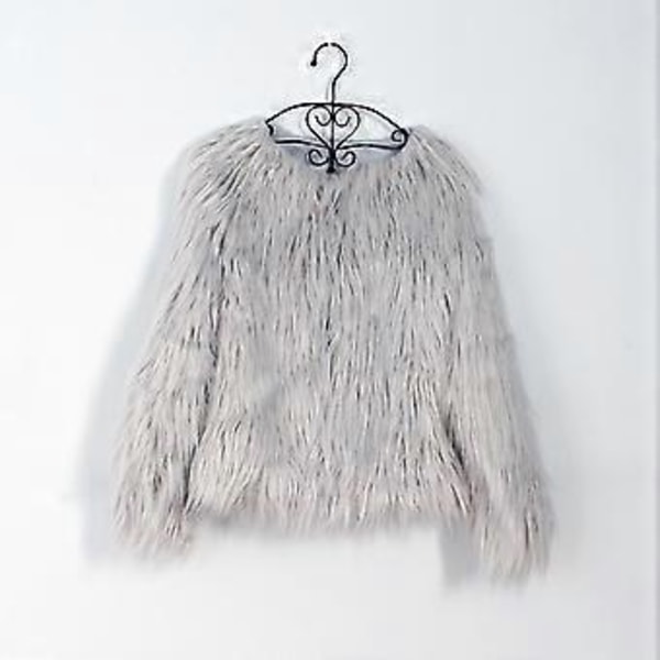 Pels Pelsfrakke Vinter Dame Pels Falsk Hvid Jakke Vinter (XL grå)