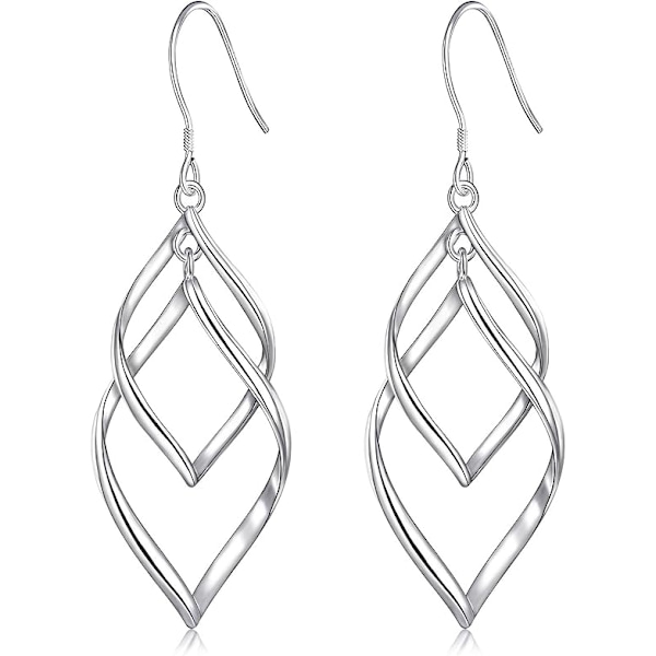 Hängande örhängen i sterling silver för kvinnor, Dubbla Linea