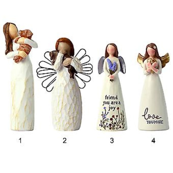 100% Ny, Resin Ängel av Vänskap Ornament, Skulpterad Handmålad Figur För Helgdagar Eller För Vardaglig Skulptur (2)