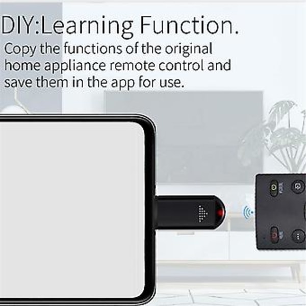 Trådløs Smarttelefon Infrarød Sender IR Mini Fjernkontroll for 15/ Pro/Plus USB-C for TV A