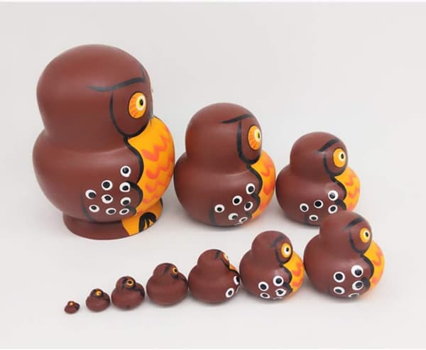 Ugglor Ryska Nesting Dolls 10 Lager Trä Matryoshka Leksaker Anima