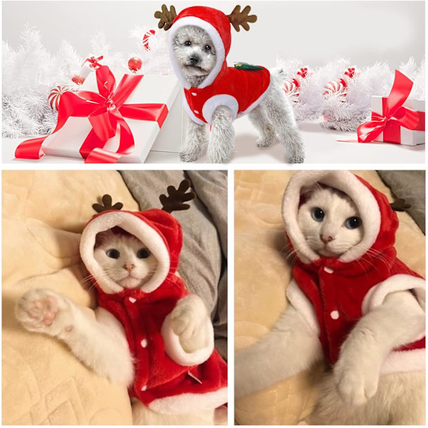 (S) Hundjul Julkläder Katt Juldräkt Hund Jultröjor