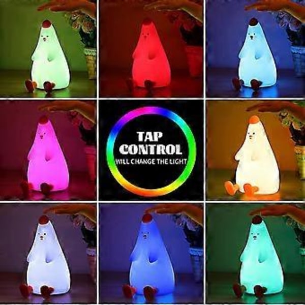Chick Pat Farveskiftende Lampe LED Silikone Natlampe Sød USB Baby Amning Sengelampe