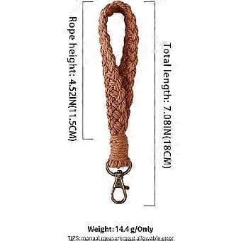 Kvinder Macrame Nøglering Håndlavet Armbånd Country Style Håndledsrem Kaffe