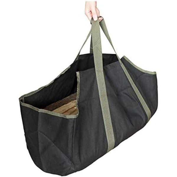 (Sort+grøn) Brændeholder Log, Heavy Duty Robust Canvas Log
