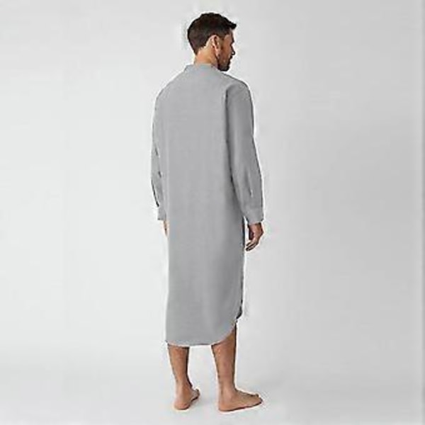 Herre Hettegenser Hel Sleepshirt Bomulls Nattskjorte Mykt Nattøy (L grå)