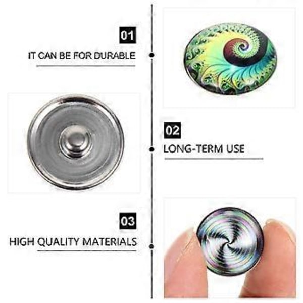 50 kpl 18 mm nappirannekoru riipus lasi koru snap-nappeja (sekalaisia tyylejä)
