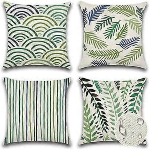 Vattentätt kuddfodral 4 stycken, vattenavvisande dekorativa utomhuskuddar 45x45cm - Set om 4