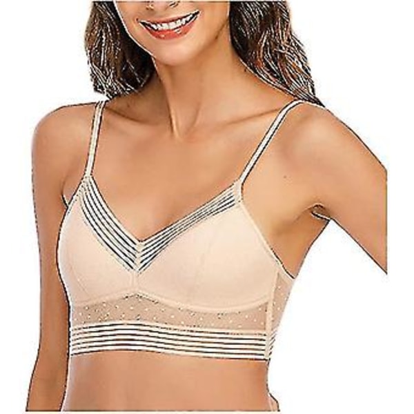 Trådlös Lyfthållare med Låg Rygg, U-formad Bh, Push-up, Rygglös Bh, Djup V, Osynlig Bh med Låg Rygg (L Beige)