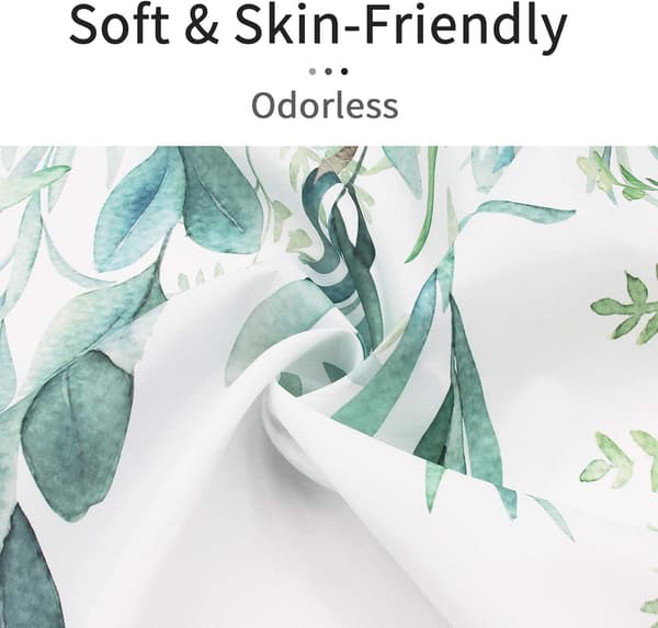 Duschdraperi med gröna blad, vårgrön salvia eucalyptus blad succ