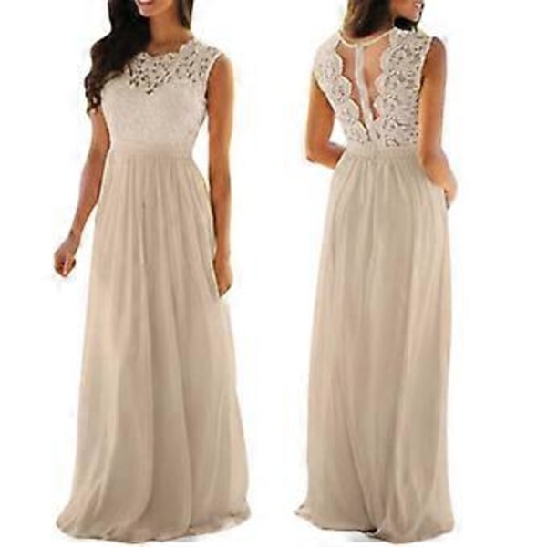 Stort Prisfald Ny Dame Blonde Elegant Bryllups Aftenkjole, Lang Afslappet Blondekjole, Brudepigekjoler, S-XXL (L Blå)
