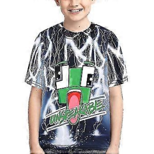 Barn Pojkar Flickor Unspeakable 3D-tryckta Kortärmade T-shirts Tecknade Rundhalsade Toppar Tee (11-12 År E)