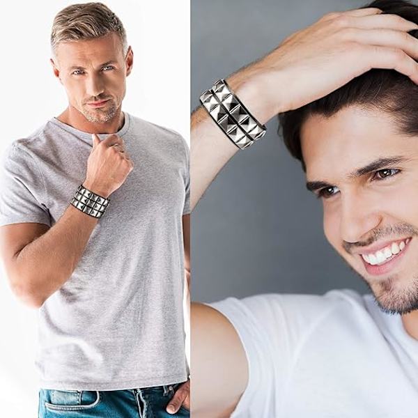 3 stk. 80'er Læder Spikes Punk Armbånd Spikes Armbånd til Mig