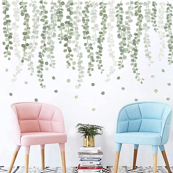Eukalyptus Vinstokke Vægklistermærke, 55 x 100cm Grøn Plantevæg